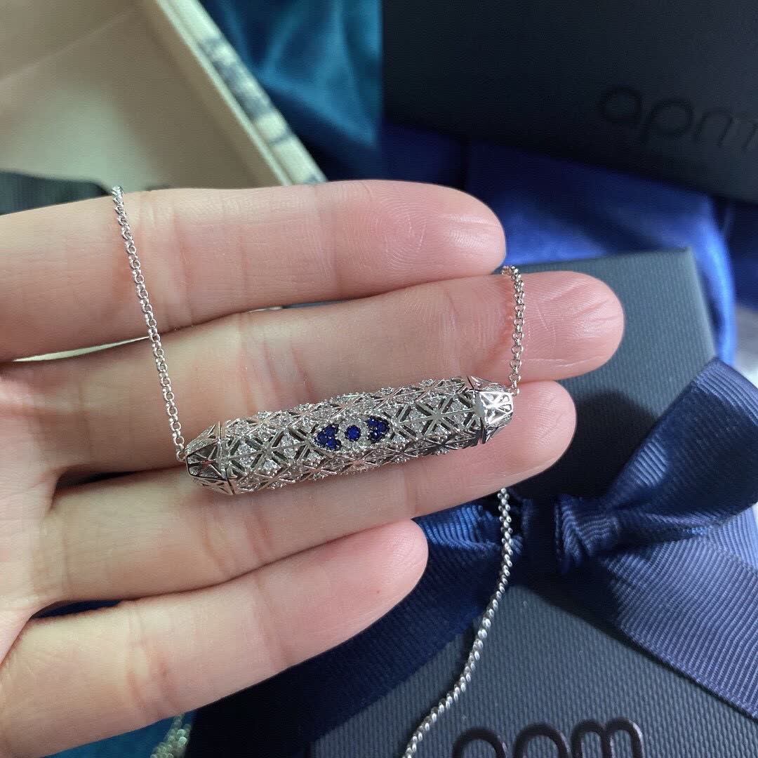 APM Monaco Silver Filigree Necklace with Gemstone Accents